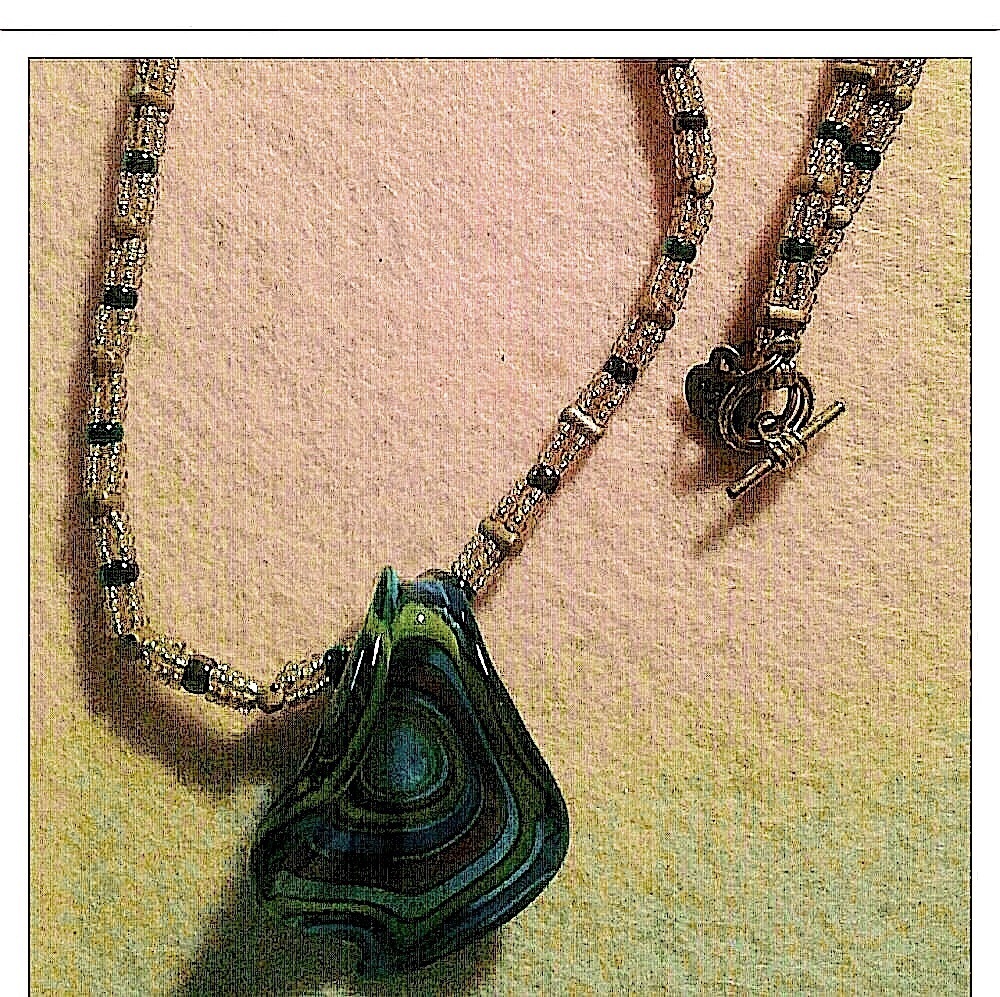 "Pharaohs colors" beaded lampwork glass necklace - Picture 2 of 6